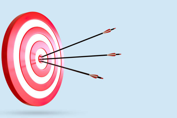 istock Target and arrow on blue minimal background. business concept.3d render illustration. 1372380835