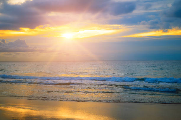 istock Seascape on a sunset, Horizon over the water. 1372383420