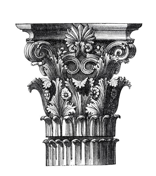 illustrations, cliparts, dessins animés et icônes de style corinthien capital - chapiteau colonne architecturale