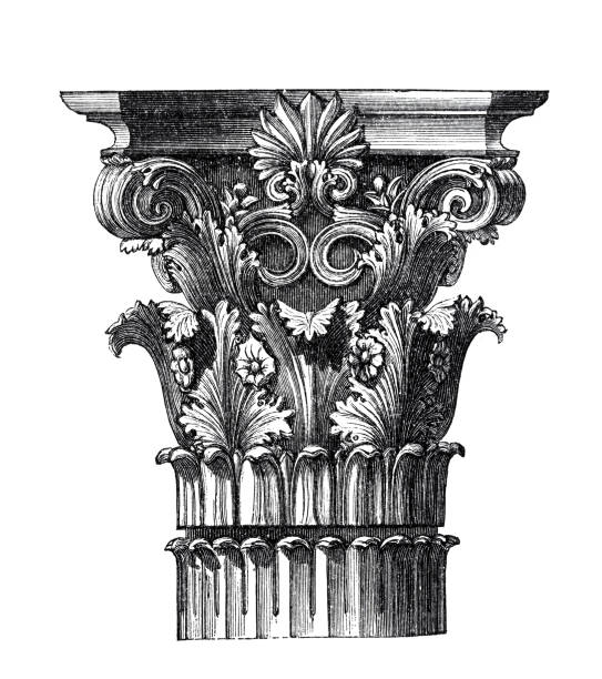 коринфская столица - corinthian column stock illustrations