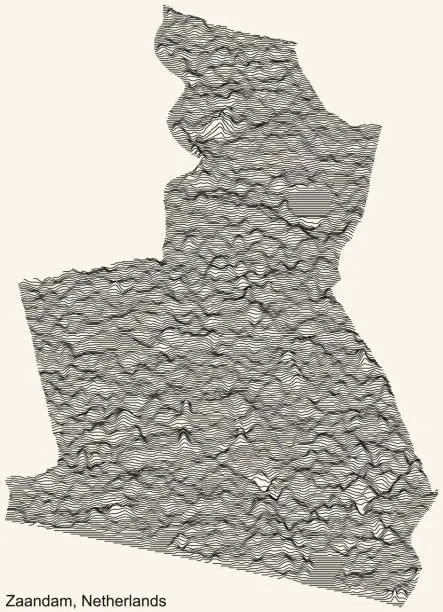 Vector illustration of Topographic relief map of ZAANSTAD, NETHERLANDS
