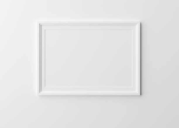 istock Blank horizontal picture frame on white background. Template, mock up for your picture or poster. Copy space. 3D rendering. 1372387655
