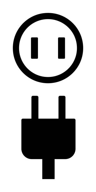 ilustrações de stock, clip art, desenhos animados e ícones de electrical plug isolated vector icon. - wired