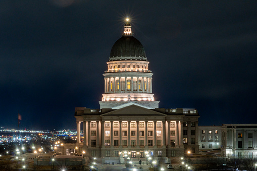 Long Exposure of the Utah State Capitol at night.
