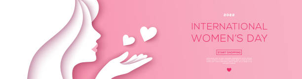 istock Womens Day banner paper woman face 1372396226