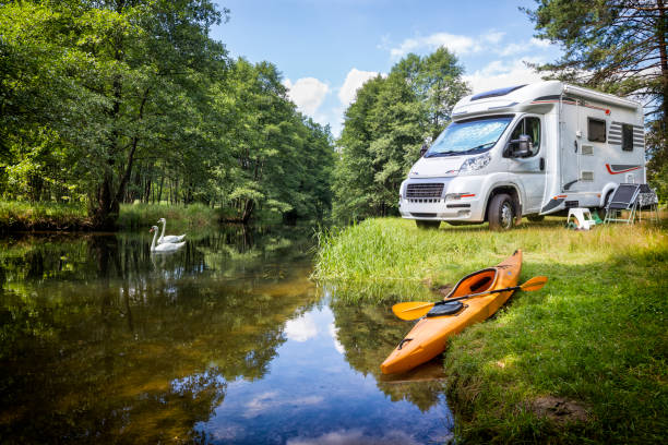 Holidays in Germany - summer recreation at the river stock photo