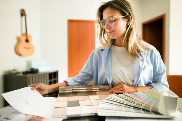 Female interior designer working on a new project