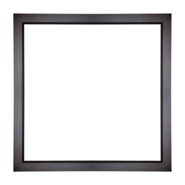 Modern black picture or square photo frame isolated Modern simple black picture or square photo frame isolated over white. Wall art photoframe or window border. Mirror holder or contemporary minimal plain wood poster. window frame stock pictures, royalty-free photos & images