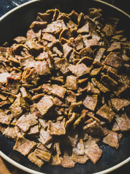 Kebab meat in the pan on frying.