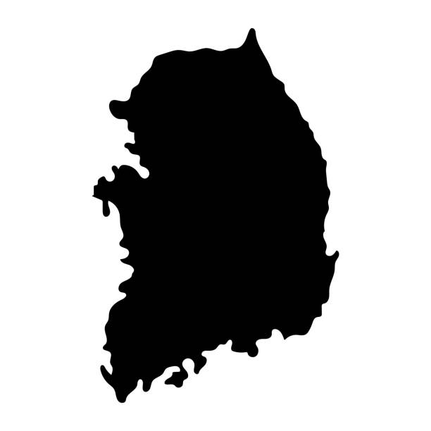 иконка силуэта карты кореи. вектор. - south korea stock illustrations