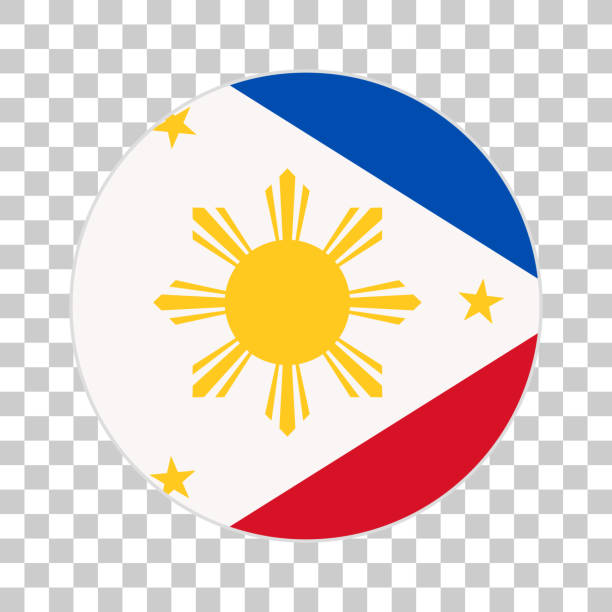 eine runde philippinische flagge isoliert auf einem transparenten hintergrund. vektor. - manila philippines map philippines flag stock-grafiken, -clipart, -cartoons und -symbole