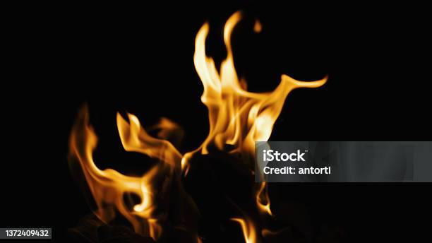Fire Burning Stock Photo - Download Image Now - Backgrounds, Barbecue - Meal, Barbecue Grill