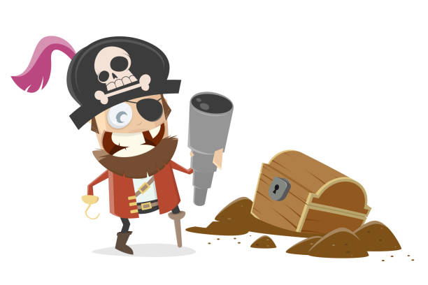 Funny Cartoon Pirate With Treasure Chest Stock Illustration - Download  Image Now - Boat Captain, Cartoon, Humor - iStock