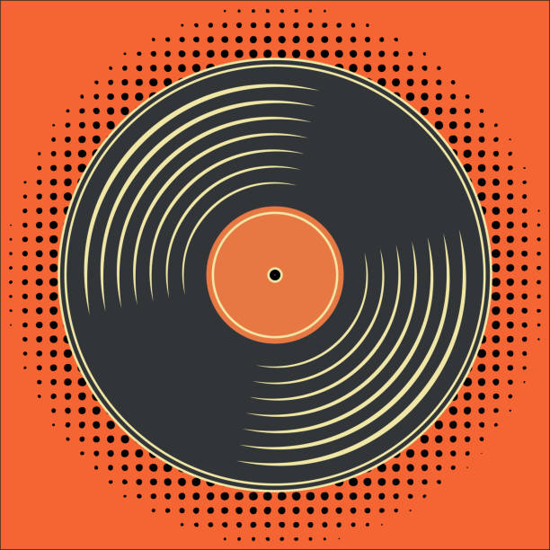 レトロ音楽ヴィンテージビニールレコードポスターレトロデシブスタイル。ディスコパーティー60年代、70年代、80年代。 - record点のイラスト素材／クリップアート素材／マンガ素材／アイコン素材