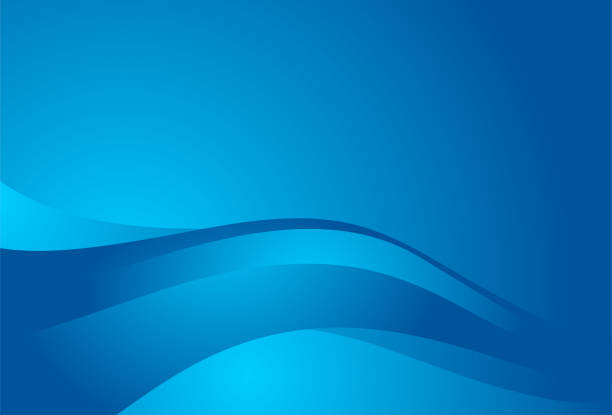 blaue vektor-abstrakte hintergrundvorlage mit wellenförmigen elementen, linearen und radialen farbverläufen - backdrop decoration digitally generated image technology stock-grafiken, -clipart, -cartoons und -symbole