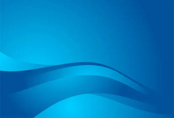 Vector illustration of Blue vector abstract background template with wavy elements, linear and radial gradients