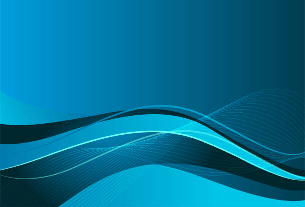 Blue and black vector abstract background template with wavy elements, linear and radial gradients Blue and black vector abstract background template with wavy elements, linear and radial gradients for technology, finance, business, and lines for slides, posters, brochures, web, websites, emails, and all your design projects. virtual background stock illustrations