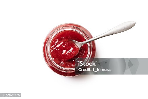 istock Strawberry jam glass jar 1372425276