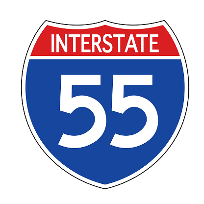 Vector illustration of a interstate 55 highway sign.