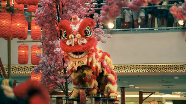 istock Lion dance during Chinese New Year celebration 1372429636