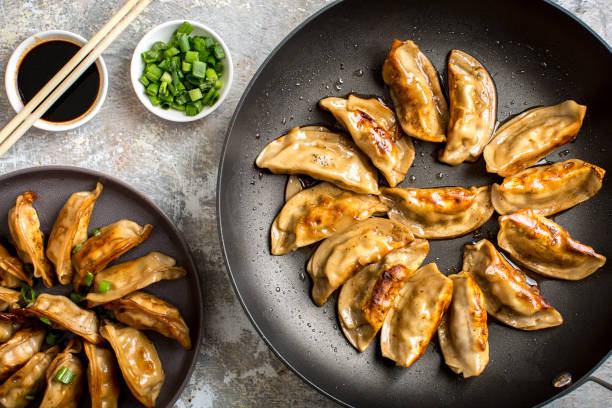 istock Seafood and pork dumplings on table 1372430797