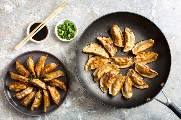 istock Seafood and pork dumplings on table 1372430799