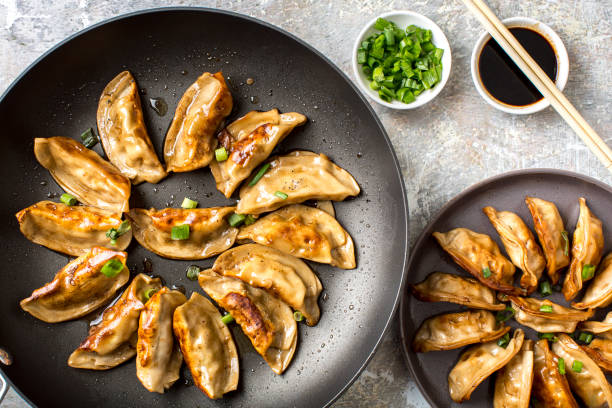 istock Seafood and pork dumplings on table 1372430823