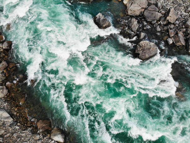 istock Aerial view of a mountain river 1372442000