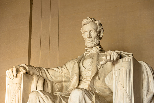 Lincoln statue in Lincoln Memorial on the National Mall, Washington, D.C.