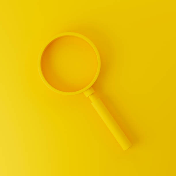 istock Magnifying glass on yellow background. Searching information data in smart phone on internet networking concept. 3d rendering illustration 1372450217