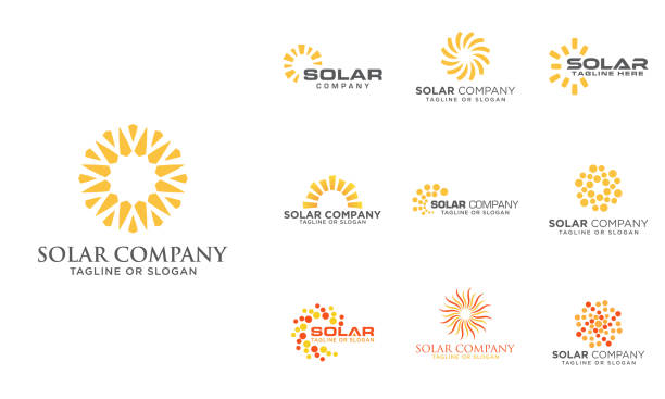 ilustrações, clipart, desenhos animados e ícones de elemento de design do logotipo do abstract sun, conjunto de 10 - sun sunlight symbol sphere