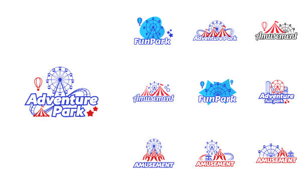 Amusement park, fun park or adventure park. Amusement park, fun park or adventure park. amusement park stock illustrations