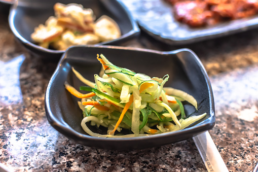 Photo of Banchan or bansang is a small side dishes served along with cooked rice in Korean cuisine