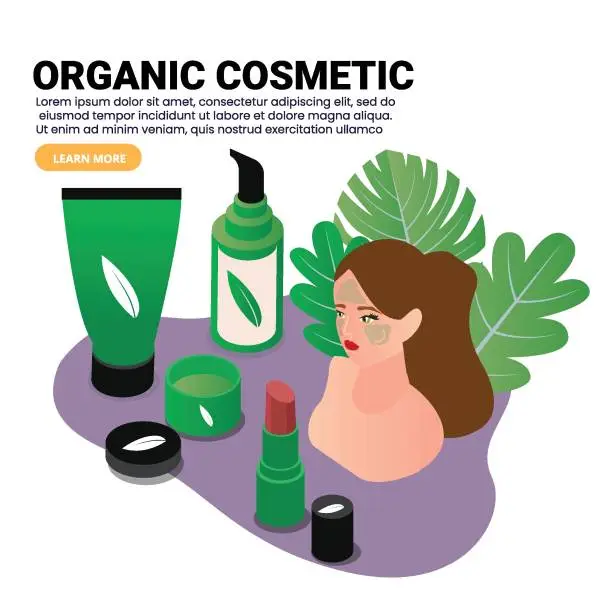 Vector illustration of Organic cosmetic isometric 3d