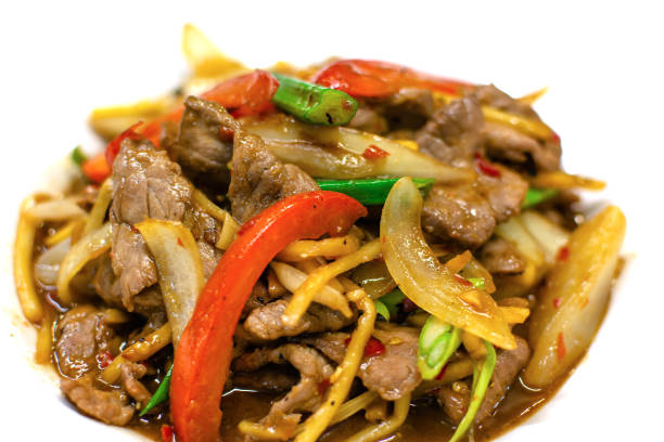 istock Stir-fried beef with bamboo shoots, Thai food 1372453770