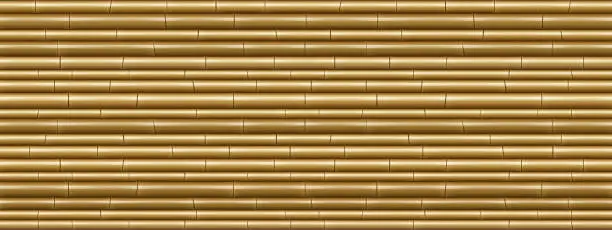Vector illustration of Brown bamboo wall texture seamless pattern