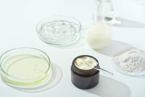 istock petri dishes with medium and glassware on a laboratory table. fermentation, fermented beauty skin care. container with cream or solution or serum for anti age treatment developed in a lab 1372464978
