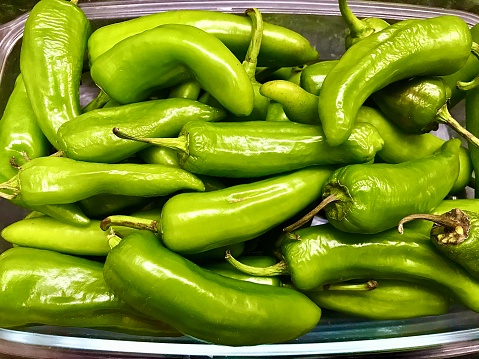 Fresh, raw, green paprika chillies