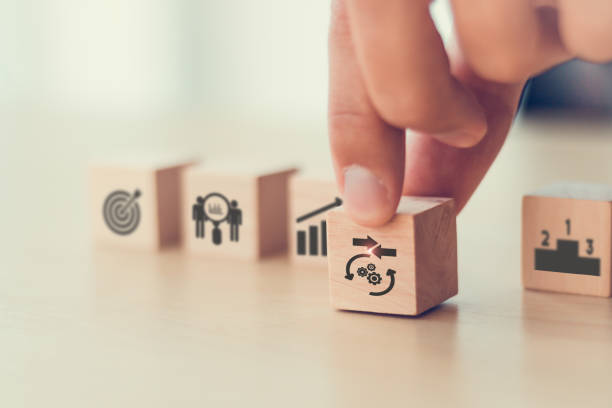 istock Benchmarking concept. Comparing business processes, performance. Hand holds wooden cube with competitor benchmarking icon  on white background and copy space. Competitor advantage, disadvange analysis 1372472080