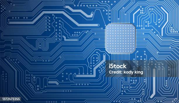 A Blue Vector Image Of A Computer Processor Stock Illustration ...