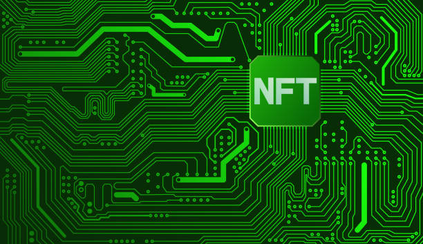 illustrations, cliparts, dessins animés et icônes de graphiques vectoriels verts du concept de technologie nft - circuit board abstract boarding technology