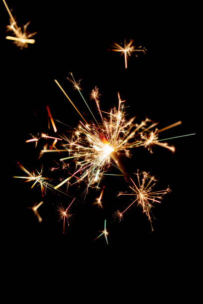 istock One bengal fire sparkles against the black background. 1372475612