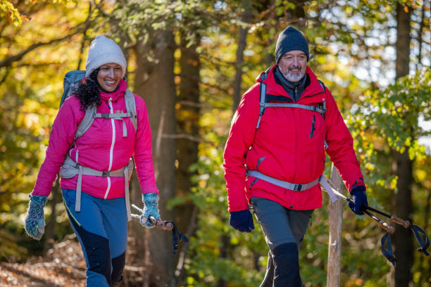 istock Couple hiking in forest 1372478623