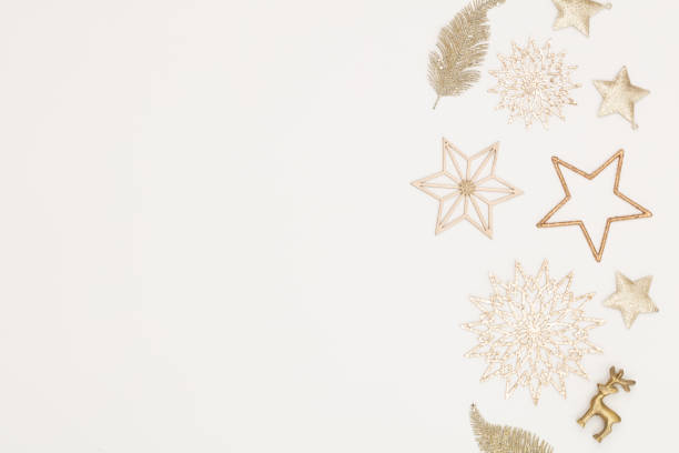 istock Christmas flatlay decor background on the white wooden table. 1372486269