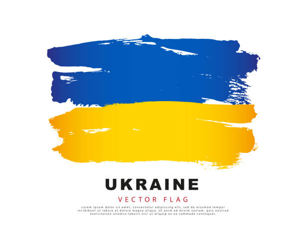 Ukrainian flag. Blue and yellow brush strokes, hand drawn. Vector illustration isolated on white background. Ukrainian flag. Blue and yellow brush strokes, hand drawn. Vector illustration isolated on white background. Colorful Ukrainian flag logo. ukraine stock illustrations