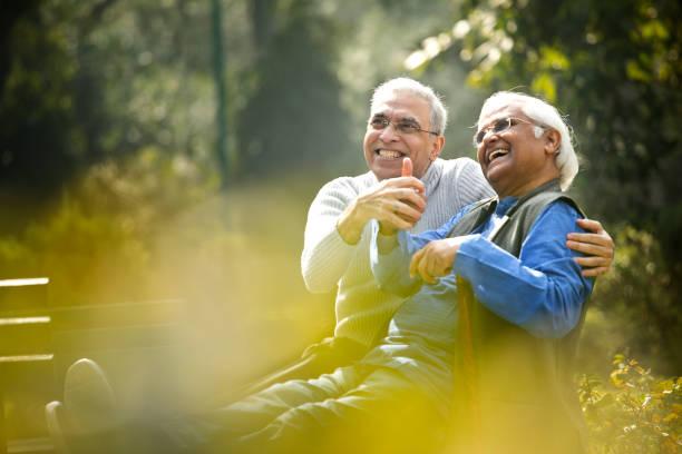 istock Two senior men admiring view at park 1372487302