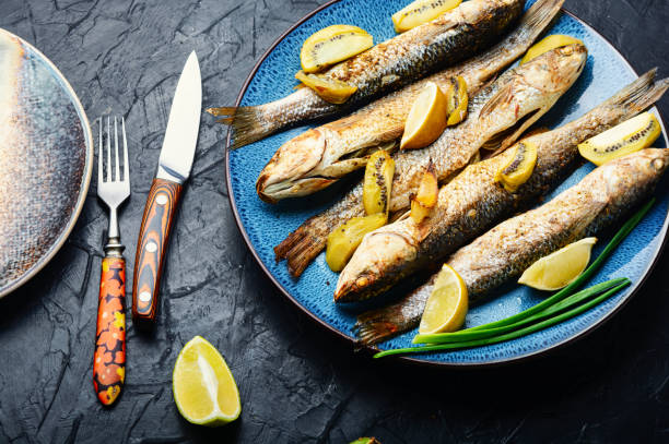 istock Baked fish pelengas, seafood 1372487355