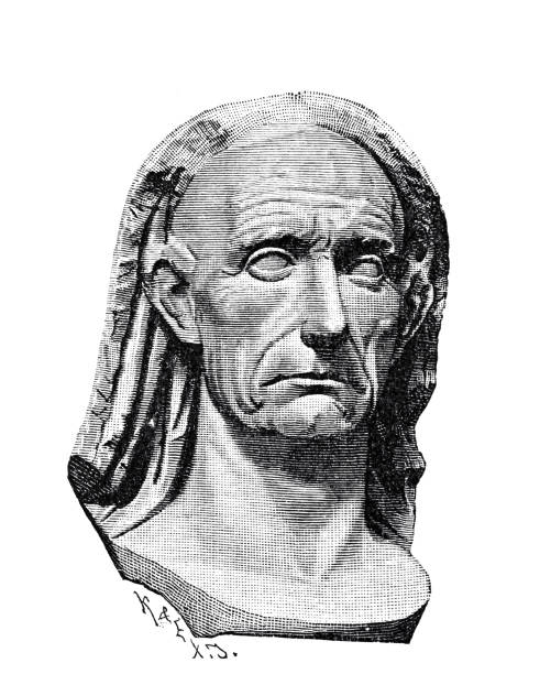 The elder Julius Caesar, bust in the vatican Illustration from 19th century. julius caesar bust stock illustrations