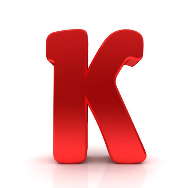 K letter red sign capital letter isolated on white background 3d rendering