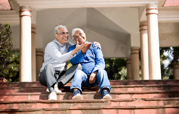 istock Two senior men having fun at park 1372492189
